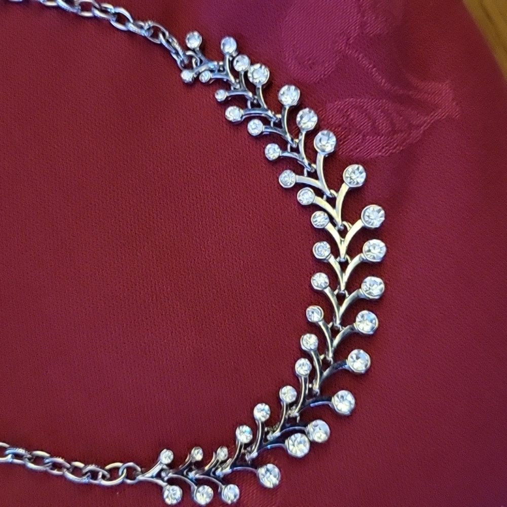 Cato silver & rhinestone necklace lobster claw fastener 19" Adjustable New… - Picture 2 of 5